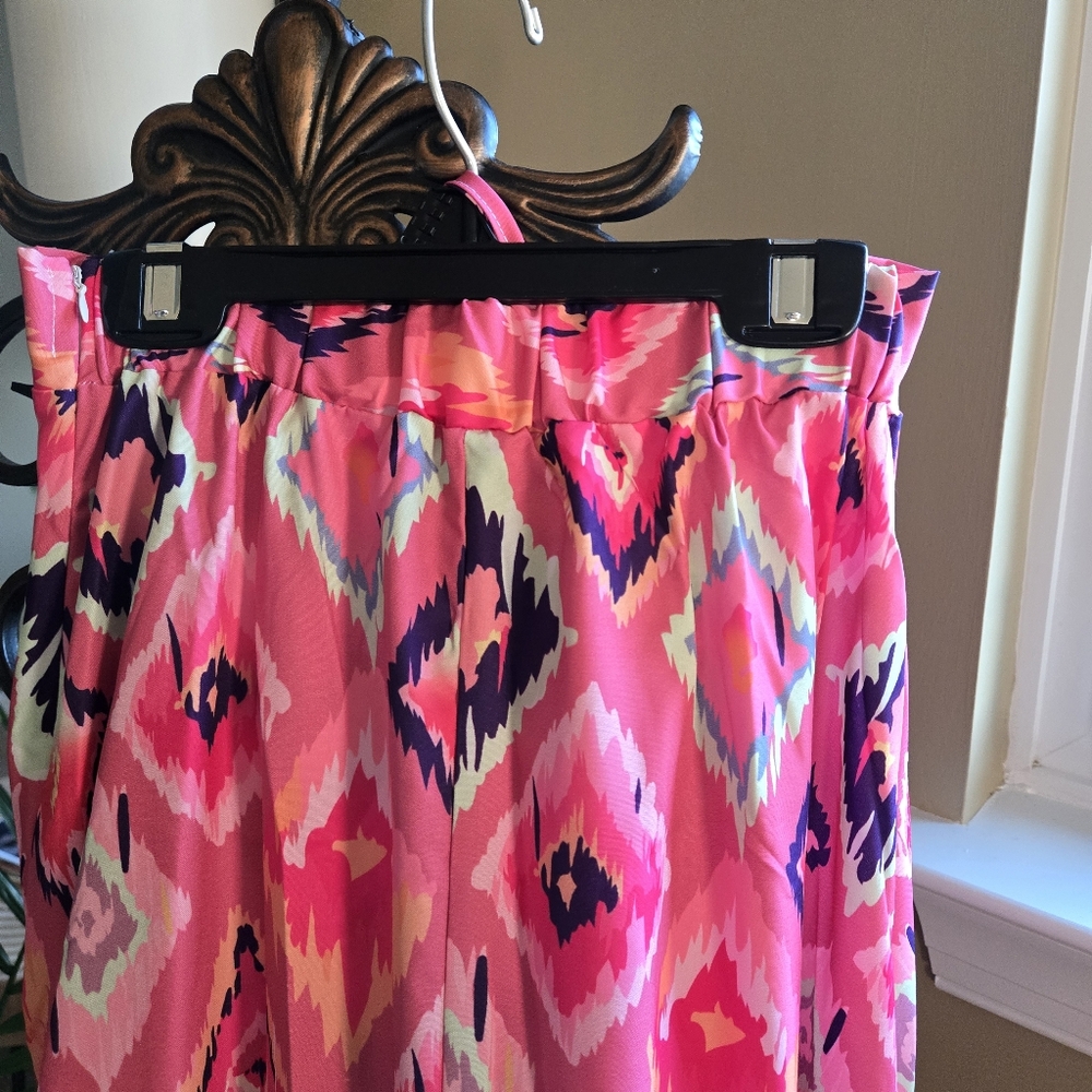 Pink Patchwork Ruffle Bohemian Maxi Skirt Size Medium - Picture 5 of 12